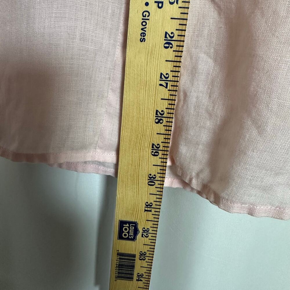 Dana Buchman Sz 12 100% Linen Petal Pink Square‎ Button Up Top Quiet Luxury - Picture 10 of 10